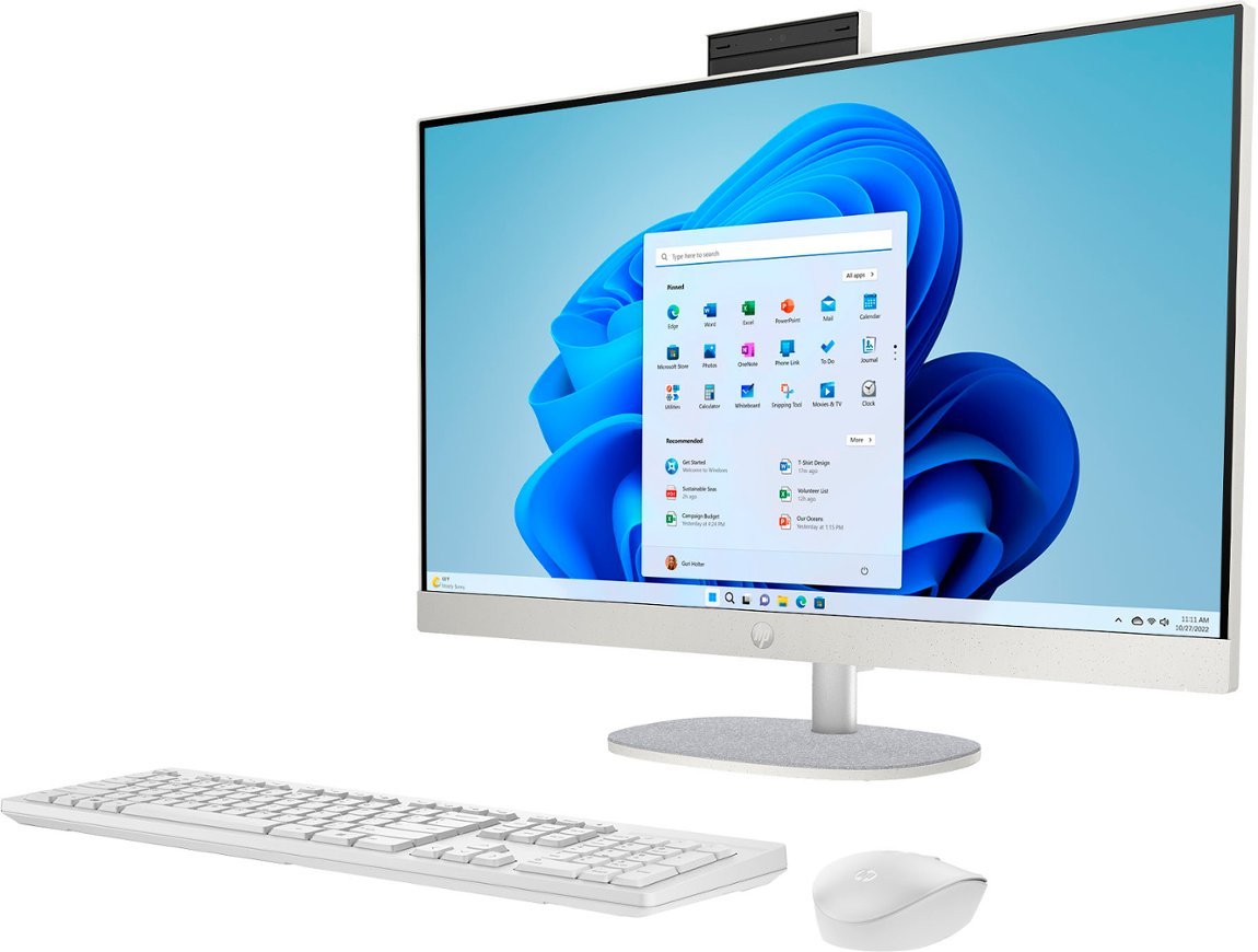 HP - 27" Full HD Touch-Screen All-in-One with Adjustable Height - Intel Core i5 - 8GB Memory - 512GB SSD - Shell White-Intel 13th Generation Core i5-8 GB Memory-512 GB-Shell White