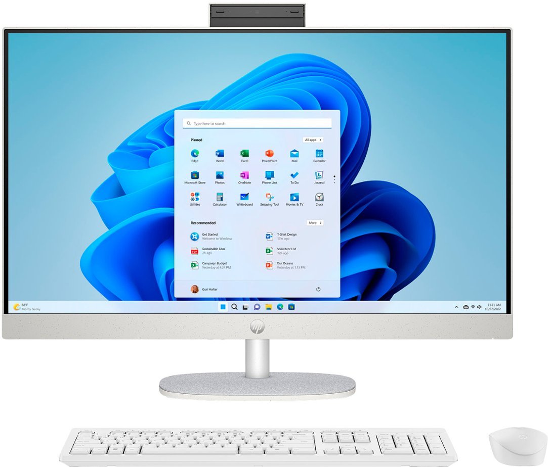 HP - 27" Full HD Touch-Screen All-in-One with Adjustable Height - Intel Core i5 - 8GB Memory - 512GB SSD - Shell White-Intel 13th Generation Core i5-8 GB Memory-512 GB-Shell White