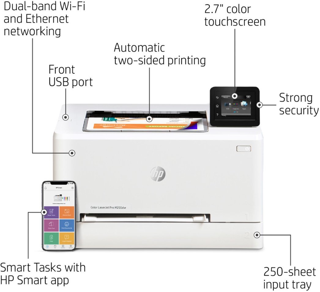 HP - LaserJet Pro M255dw Wireless Color Laser Printer - White-White