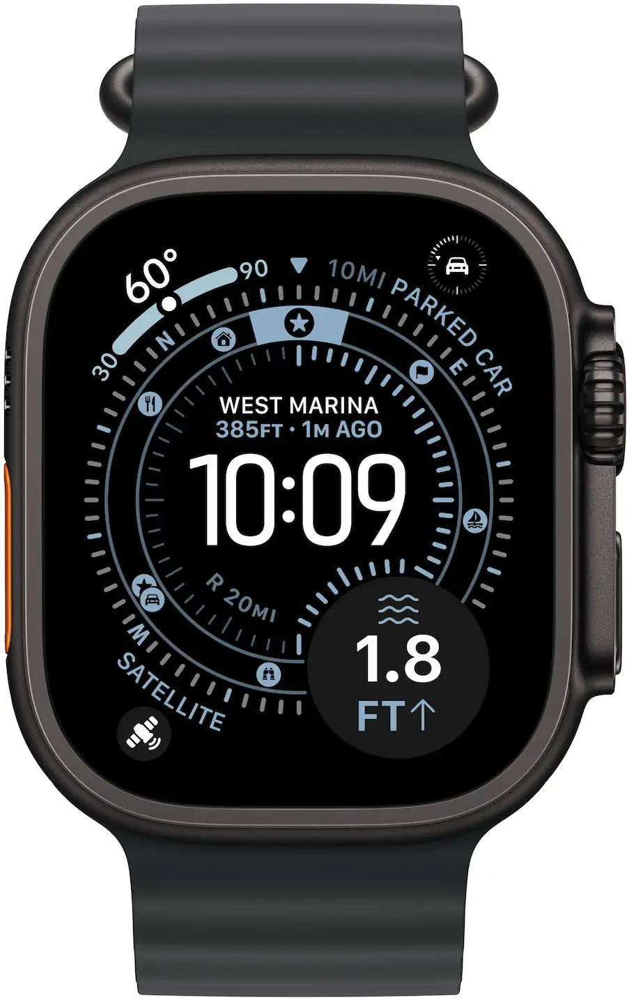 Apple Watch Ultra 3 (GPS+Cellular) 49mm Titanium Case with Black Ocean Band - Black - (2025)