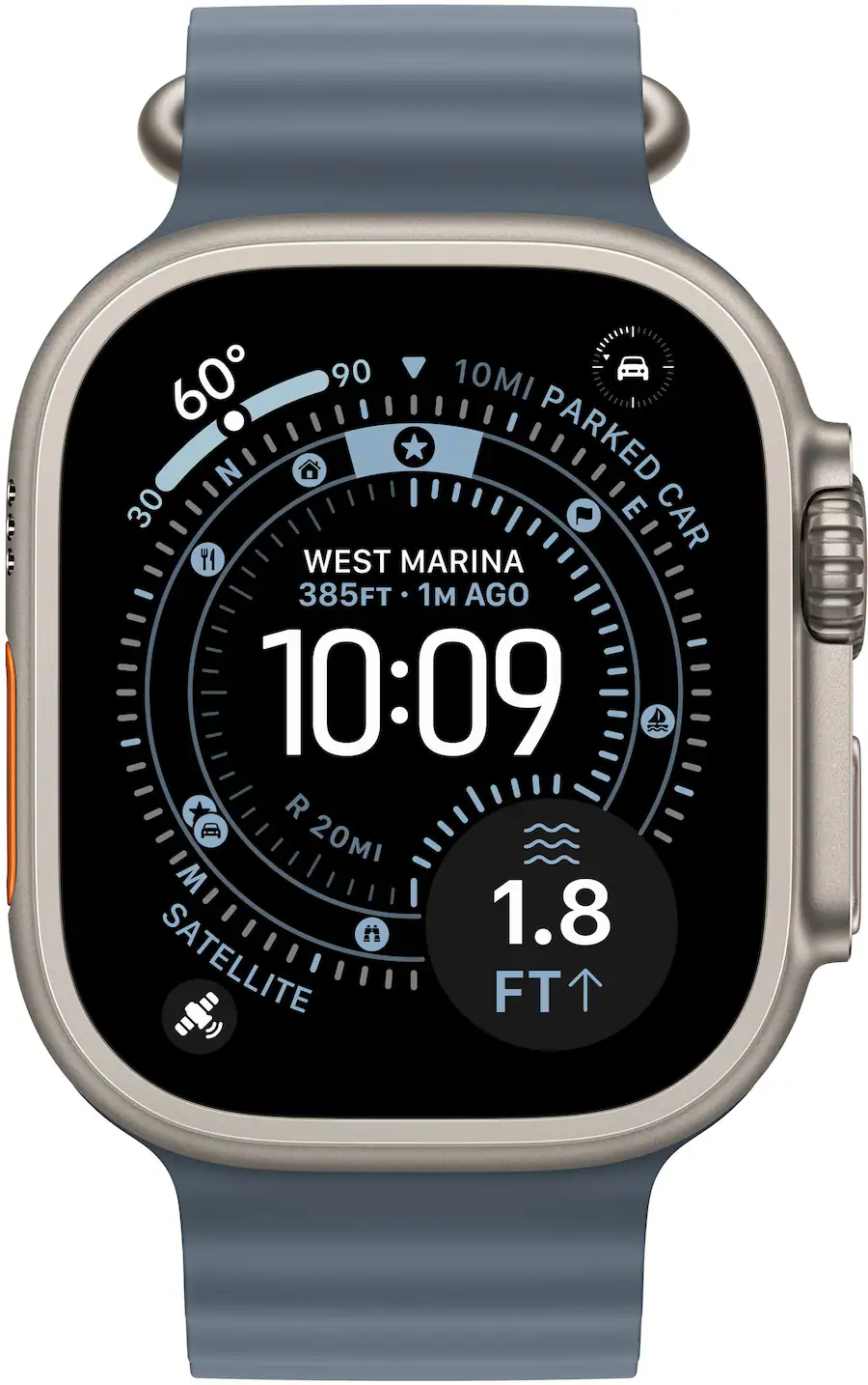 Apple Watch Ultra 3 (GPS+Cellular) 49mm Titanium Case with Anchor Blue Ocean Band - Natural - (2025)