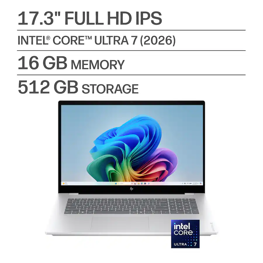 HP - OmniBook X 17.3" Full HD Touchscreen Laptop - Intel Core Ultra 7 (2024) - 16GB Memory - 512GB SSD - Copilot+ PC - Glacier Silver