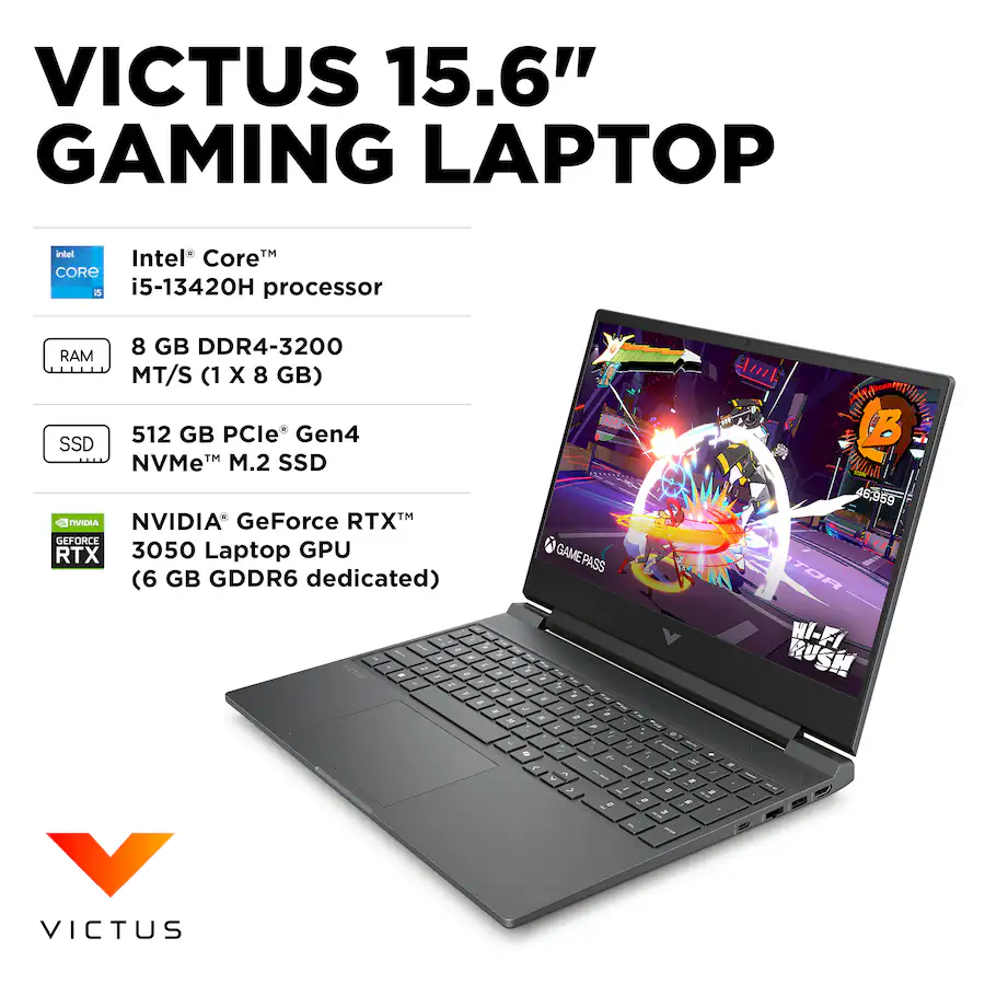 HP - Victus 15.6" 144Hz Full HD Gaming Laptop - Intel Core i5 13420H (2023) - 8GB RAM - NVIDIA GeForce RTX 3050 - 512GB SSD - Mica Silver