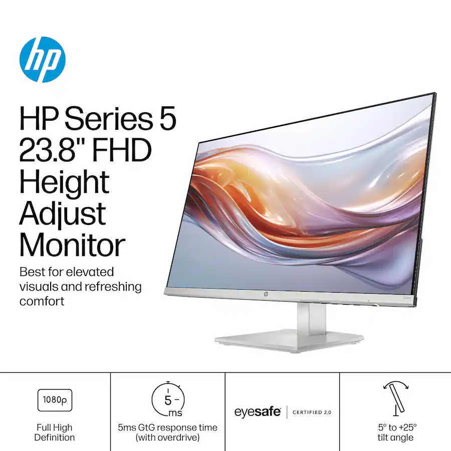 HP - 23.8" IPS LED FHD 100Hz Monitor with Adjustable Height (HDMI, VGA) - Silver & Black - Open Box - Fair