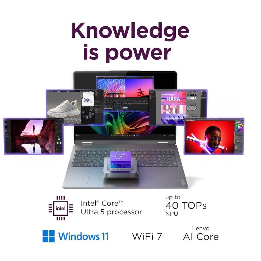 Lenovo - Yoga 7i 2-in-1 - Copilot+ PC - 16" 2K Touchscreen Laptop - Intel Core Ultra 5 Processor 2024 - 16GB Memory - 512GB SSD - Luna Grey