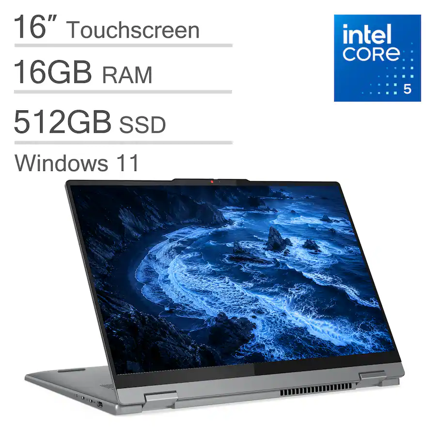 Lenovo - Ideapad 5i 2-in-1 16'' FHD+ Touchscreen Laptop - Intel Core 5 120U - 16GB Memory - 512GB SSD - Windows 11 - Luna Grey