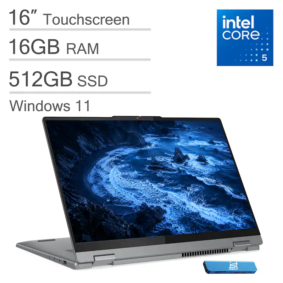 Lenovo - IdeaPad 5i 2-in-1 16" FHD+ Touchscreen Laptop - Intel Core 5 120U with 16GB Memory - 512GB SSD - Windows 11 - IdeaPad 5i 2-in-1 - Luna Grey