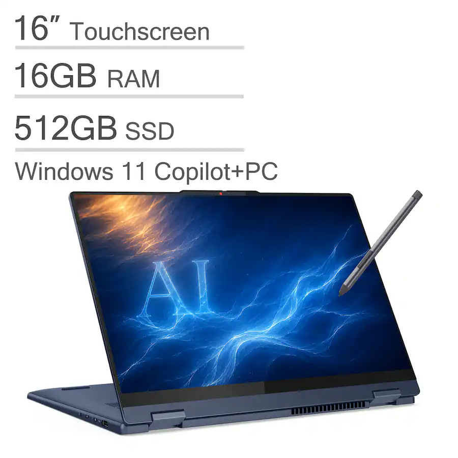 Lenovo - IdeaPad Flex 5 2-in-1 16" FHD+ Touchscreen AI Laptop - AMD Ryzen AI 5 - 16GB RAM - 512GB SSD - Digital Pen - Copilot+ PC - Cosmic Blue