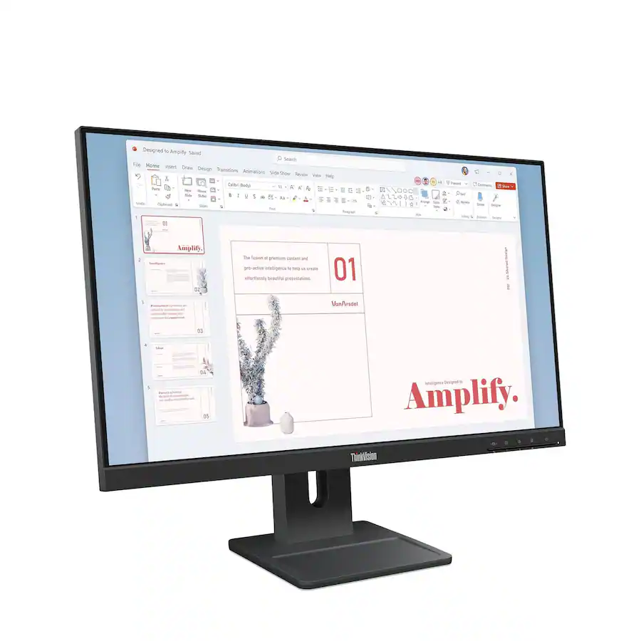 Lenovo - ThinkVision 23.8" IPS LED FHD 48Hz-120Hz Monitor (HDMI, VGA, DP) w/Speakers - Black