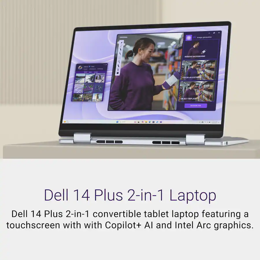 Dell - Plus 14" 2K 2-in-1 Touchscreen Laptop - Intel Core Ultra 7 Series 2 256V 2024 - 16GB Memory - 1TB Storage - Copilot+ PC - Ice Blue