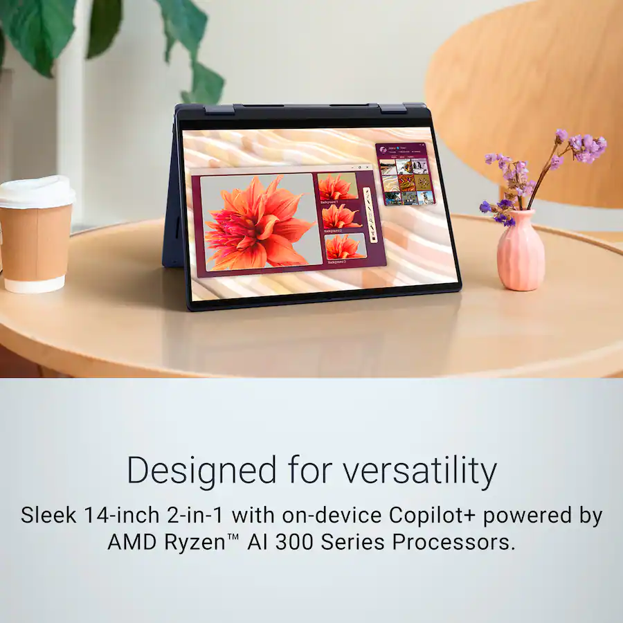 Dell - Plus 14" 2K 2-in-1 Touchscreen Laptop - AMD Ryzen AI 300 Series AI 7 350 2025 - 16GB Memory - 1TB Storage - Copilot+ PC - Midnight Blue