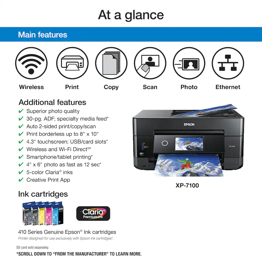 Epson - Expression Premium XP-7100 Wireless All-In-One Inkjet Printer - Black