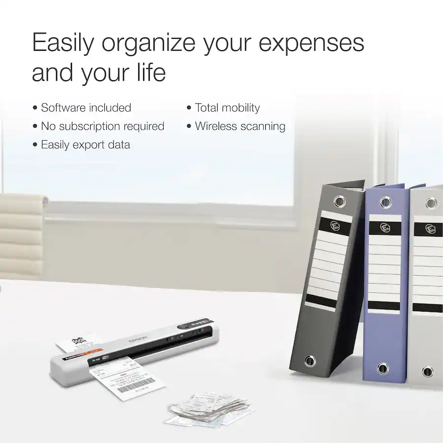 Epson - RapidReceipt RR-70W Wireless Mobile Receipt and Color Document Scanner - White