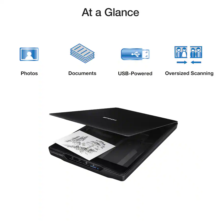 Epson - Perfection V39 II Color Photo and Document Flatbed Scanner - Black