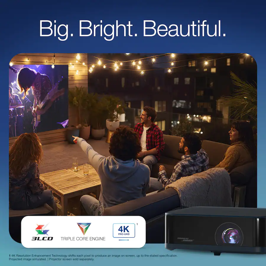 Epson - Lifestudio Pop Plus 4K PRO-UHD Portable Smart Projector, Sound by Bose, 700 Lumens Color & White Brightness, 3LCD, HDR - Navy