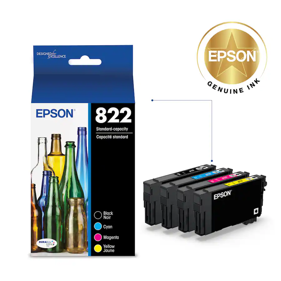 Epson - 822 DURABrite Ultra Ink Standard Capacity Cartridge Combo Pack - Black/Cyan/Magenta/Yellow