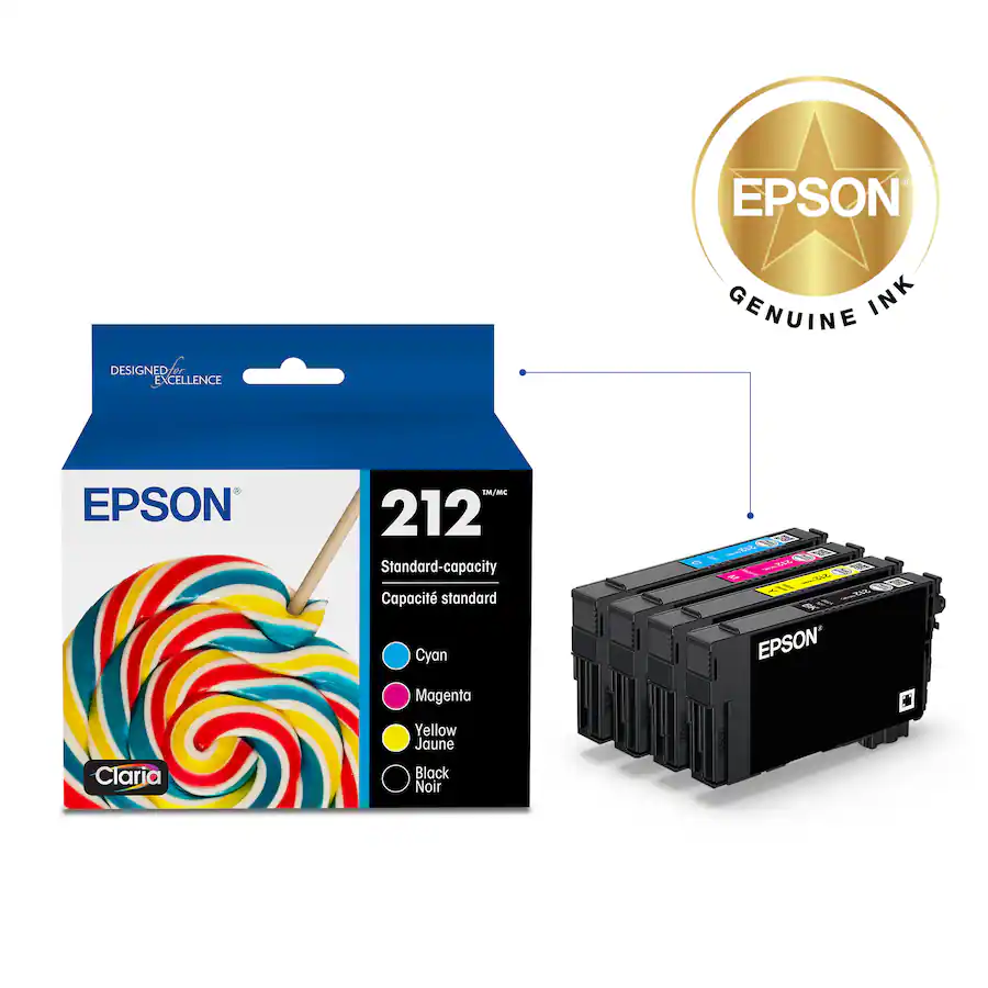 Epson - 212 Claria Ink Standard Capacity Black & Color Cartridge Combo Pack (T212120-BCS) - Black/Cyan/Magenta/Yellow