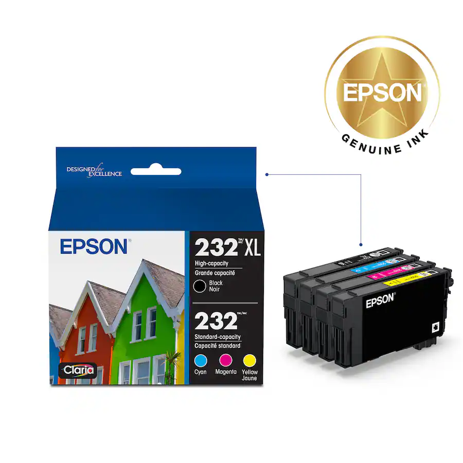 Epson - 232 Claria Ink High Capacity Black & Standard Color Cartridge Combo Pack (T232XL-BCS) - Black/Cyan/Magenta/Yellow