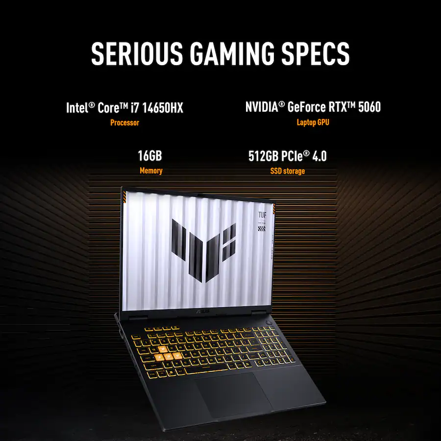 ASUS - TUF Gaming F16 16" 144Hz FHD+ Gaming Laptop - Intel Core i7-14650HX 2024- 16GB Memory- GeForce RTX 5060 - 512GB Storage - Jaegar Gray