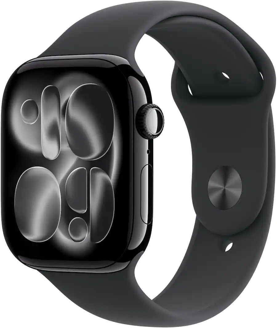 Apple Watch Series 11 (GPS) 46mm Jet Black Aluminum Case with Black Sport Band - S/M - Jet Black - (2025)