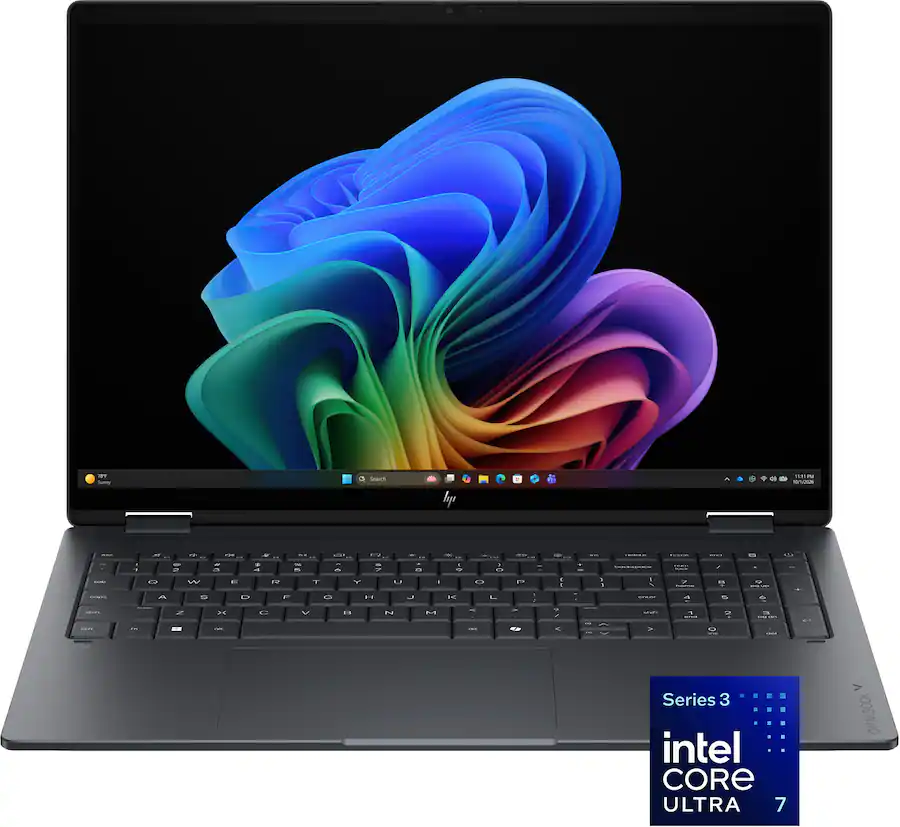 HP - OmniBook X Flip 2-in-1 - 16" 2K OLED Touchscreen Laptop - Intel Core Ultra 7 (2026) - 16GB Memory - 1TB SSD - Copilot+ - Eclipse Gray