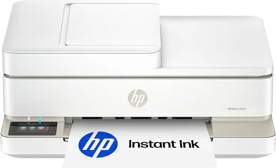 HP - Envy 6555 Wireless All-in-One Inkjet Printer, Scanner, Copier, AI-Enabled with 3 Months of Instant Ink - White