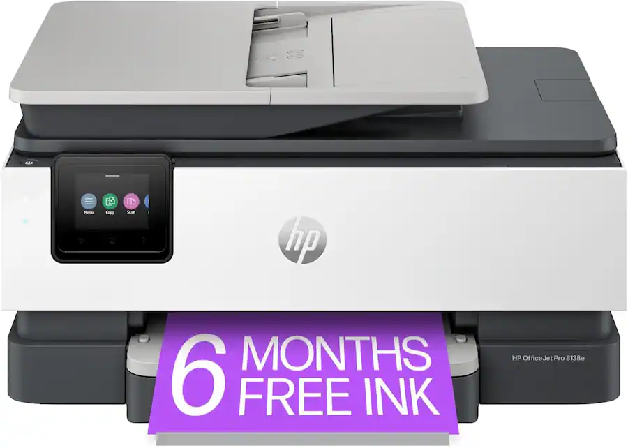HP - OfficeJet Pro 8138e Wireless All-in-One Color Inkjet Printer Scan Copy Fax - Black/White