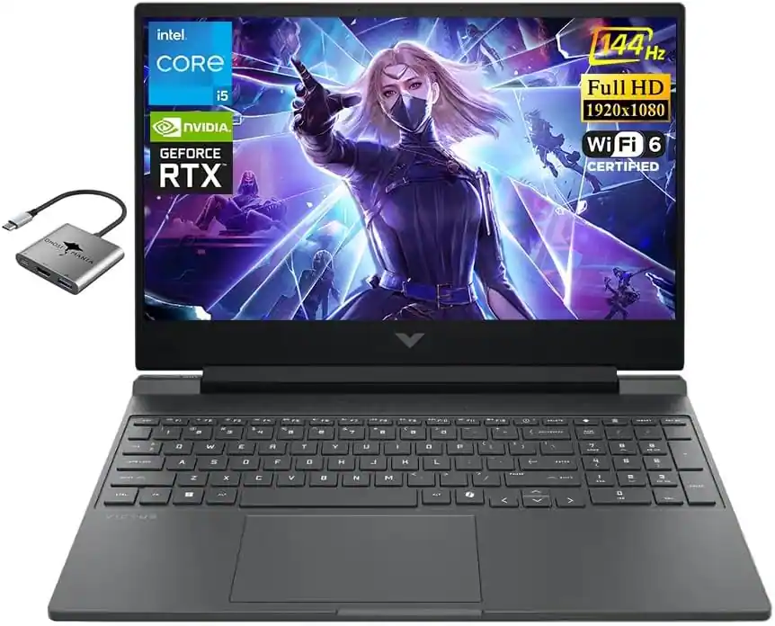 HP - Victus 15.6" FHD 144Hz Gaming Laptop, 8-Core Intel Core i5-13450H NVIDIA GeForce RTX 3050, 32GB RAM 1TB SSD,w/hub - Mica Silver