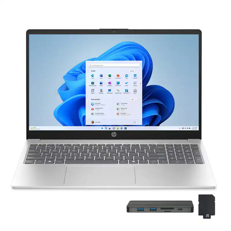 HP - Upgraded - 15.6" FHD Touchscreen Laptop,Intel i7-1355U,32GB DDR5,1TB SSD+1TB Dock Set,Iris Xe Graphics,Win 11 Pro - Silver