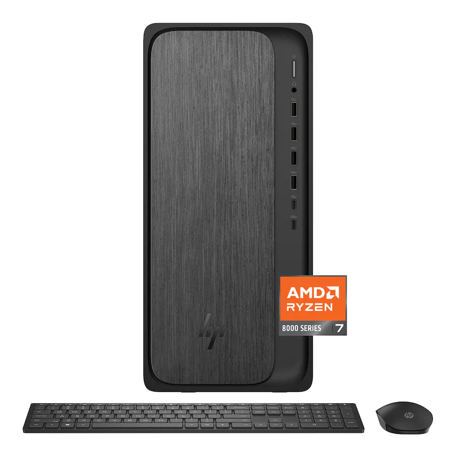 HP - OmniDesk Desktop - AMD Ryzen 7 8700G 2024 - 16GB DDR5 Memory - 1TB SSD - Gray Wood