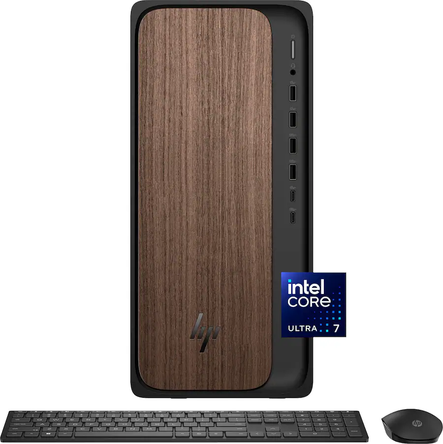 HP - OmniDesk Desktop - Intel Core Ultra 7 265 2025 - 32GB DDR5 Memory - NVIDIA GeForce RTX 4060 - 1TB SSD - Dark Wood