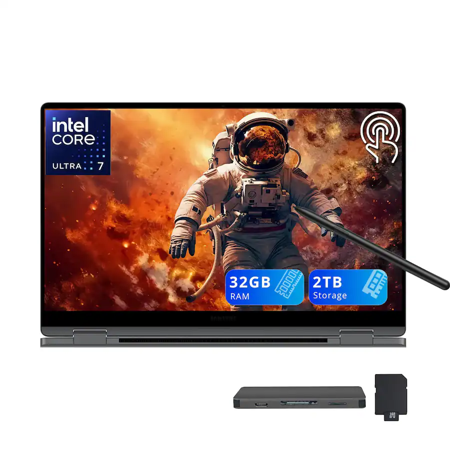 Samsung - Galaxy Book5 Pro 2-in-1 16" Touch Laptop,Ultra 7 258V,32GB RAM,1TB SSD+1TB Dock Set,Backlit,Finger,Win 11 - Gray