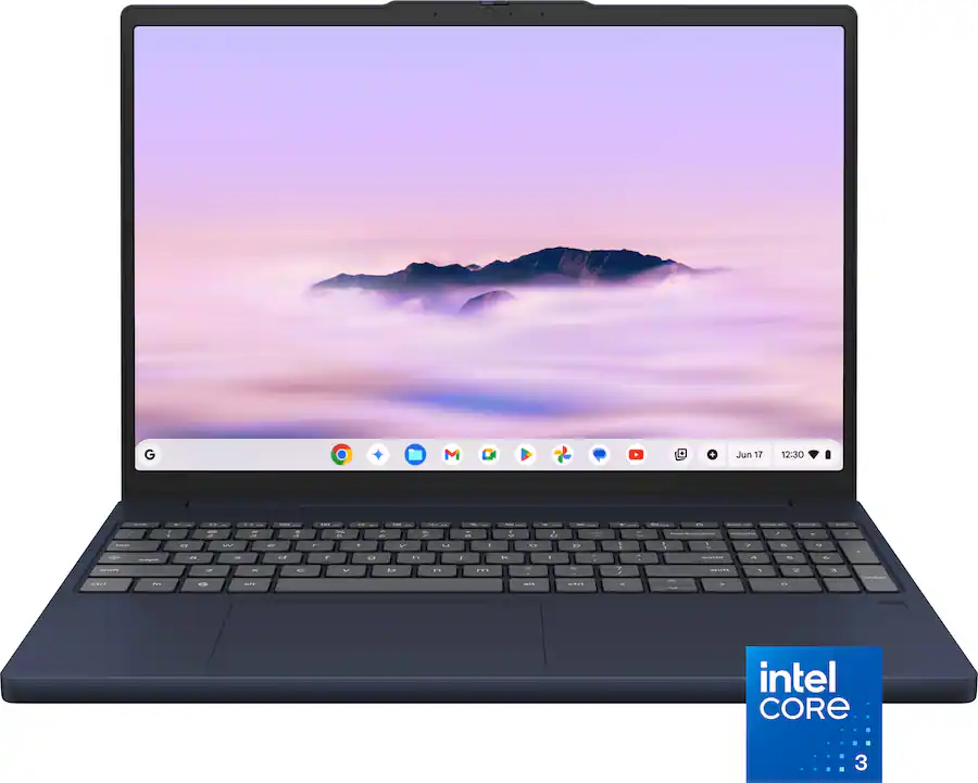 Lenovo - Chromebook Plus 15.3" 2K Touchscreen Laptop - Intel Core 3 Processor N355 2025 - 8GB Memory - 128GB Storage - Cosmic Blue