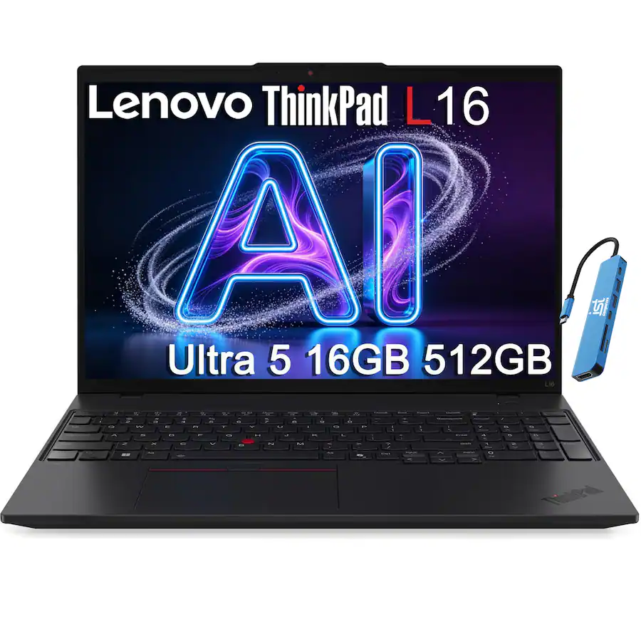 Lenovo - Upgraded - ThinkPad L16 16" WUXGA Business Laptop - AI PC - Intel Ultra 5 225U 2025 - 16GB RAM - 512GB SSD - Fingerprint - Win11Pro - Jet Black
