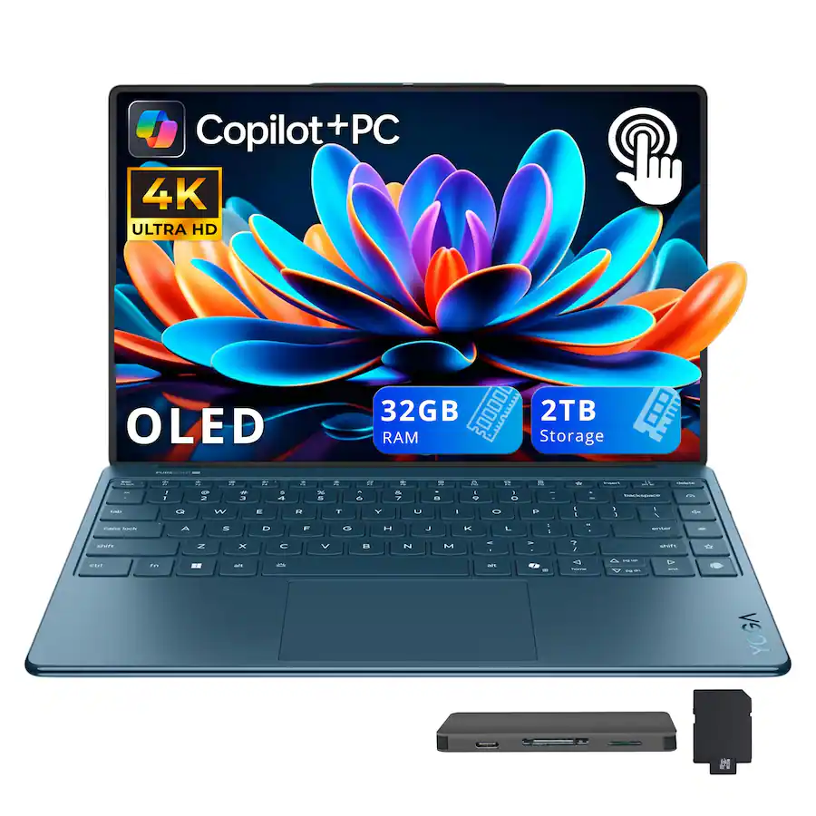 Lenovo - Yoga Slim 9i 14" 4K OLED Touch Laptop,Ultra 7 258V,32GB RAM,1TB SSD+1TB Dock Set,Backlit,Fingerprint,Win 11 - Teal