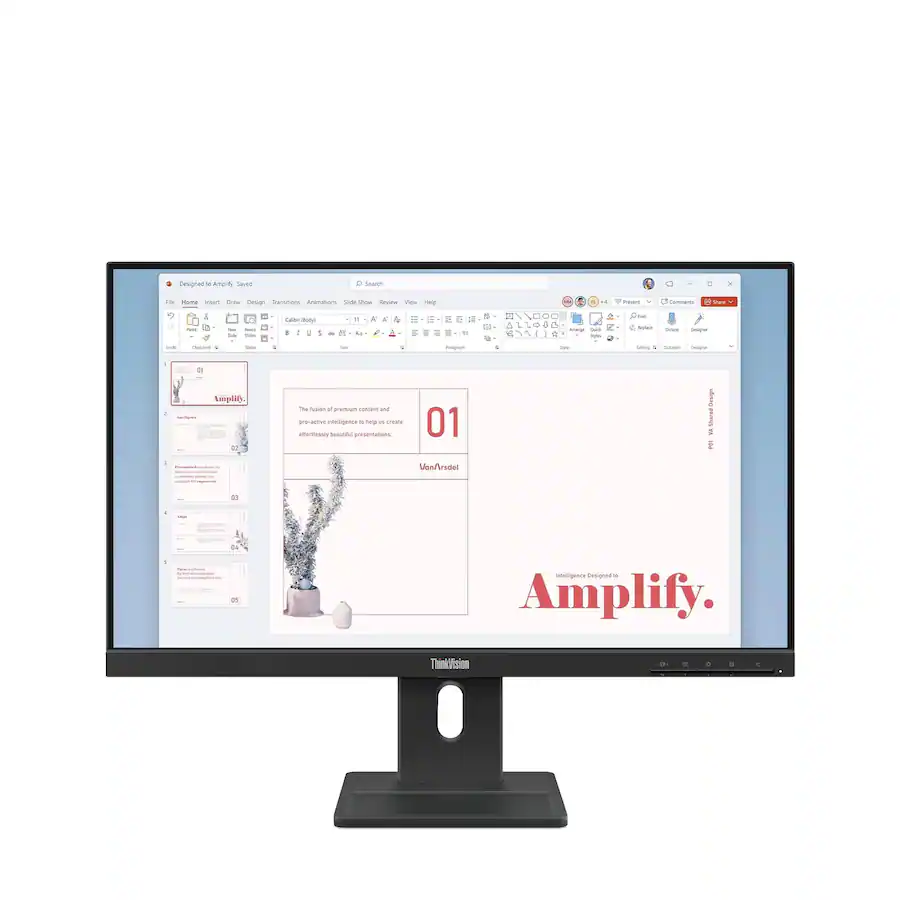 Lenovo - ThinkVision 23.8" IPS LED FHD 48Hz-120Hz Monitor (HDMI, VGA, DP) w/Speakers - Black