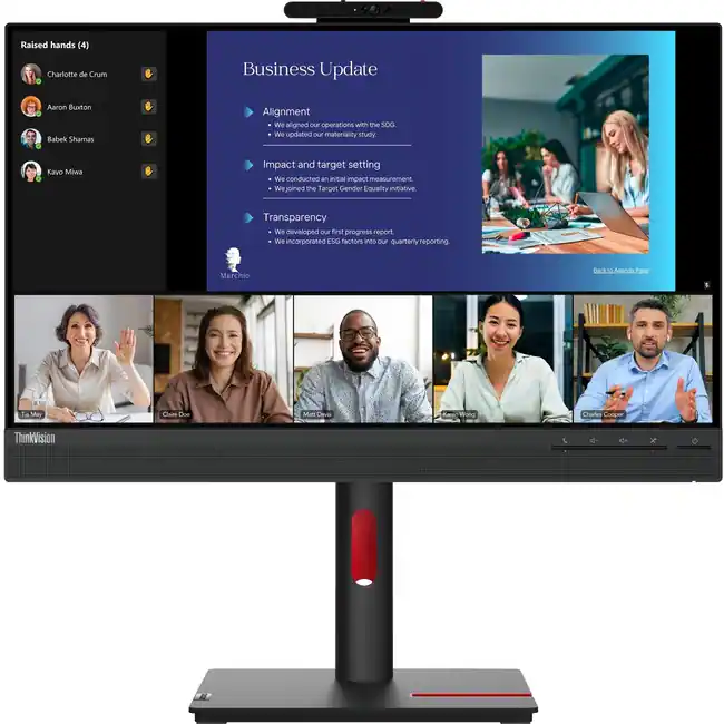 Lenovo - ThinkVision T24v-30 24" Class Webcam Full HD LED Monitor - 16:9 - Raven 23.8" Viewable - In-plane - Black