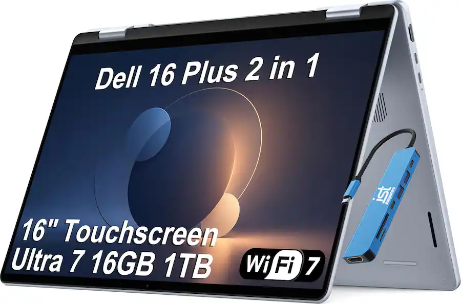 Dell - 16 Plus 16" FHD+ 2-in-1 Touchscreen AI PC Laptop - Copilot+ PC - Intel Core Ultra 7 256V - 16GB RAM - 1TB SSD - IST HUB - IST HUB - Ice Blue