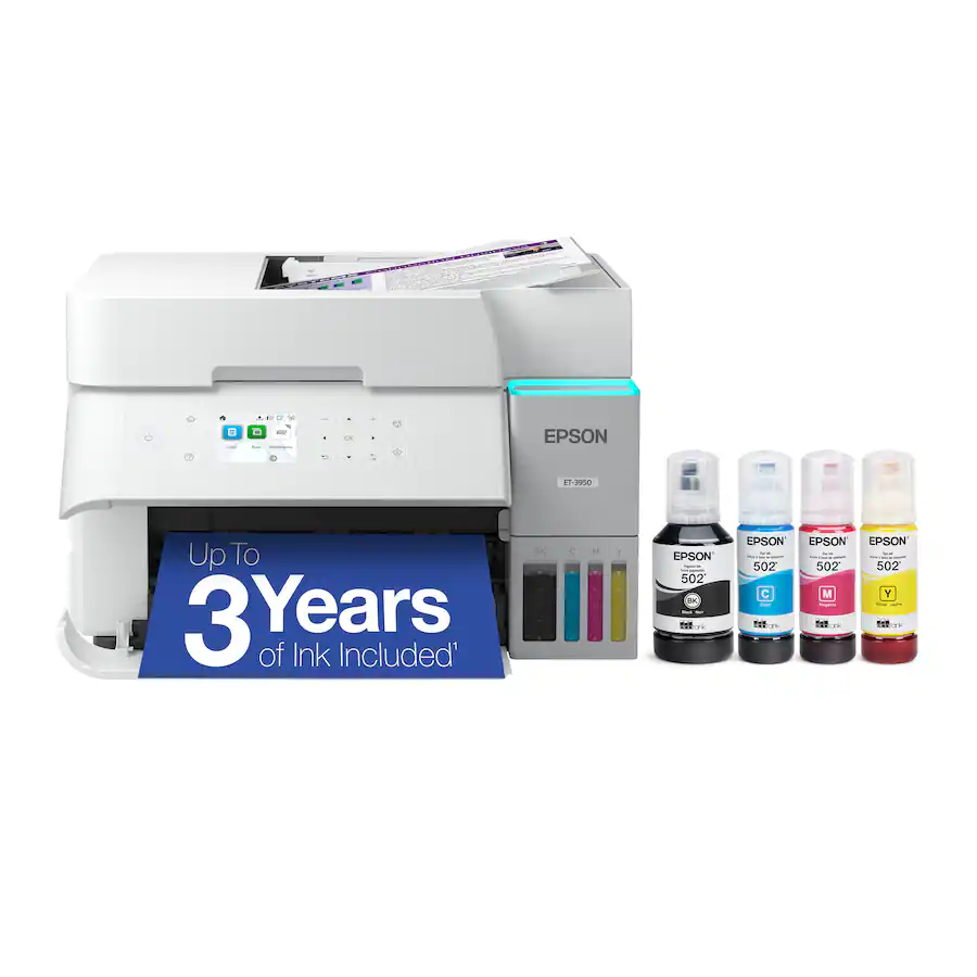 Epson - EcoTank ET-3950 Wireless All-in-One Color Supertank Inkjet Printer - White