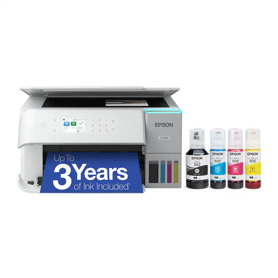 Epson - EcoTank ET-3930 Wireless All-in-One Color Supertank Inkjet Printer - White