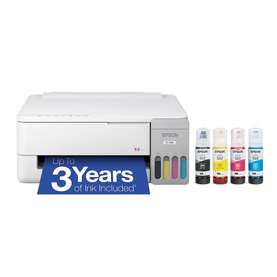 Epson - EcoTank ET-1910 Wireless Color Supertank Inkjet Printer (C11CL65202) - White