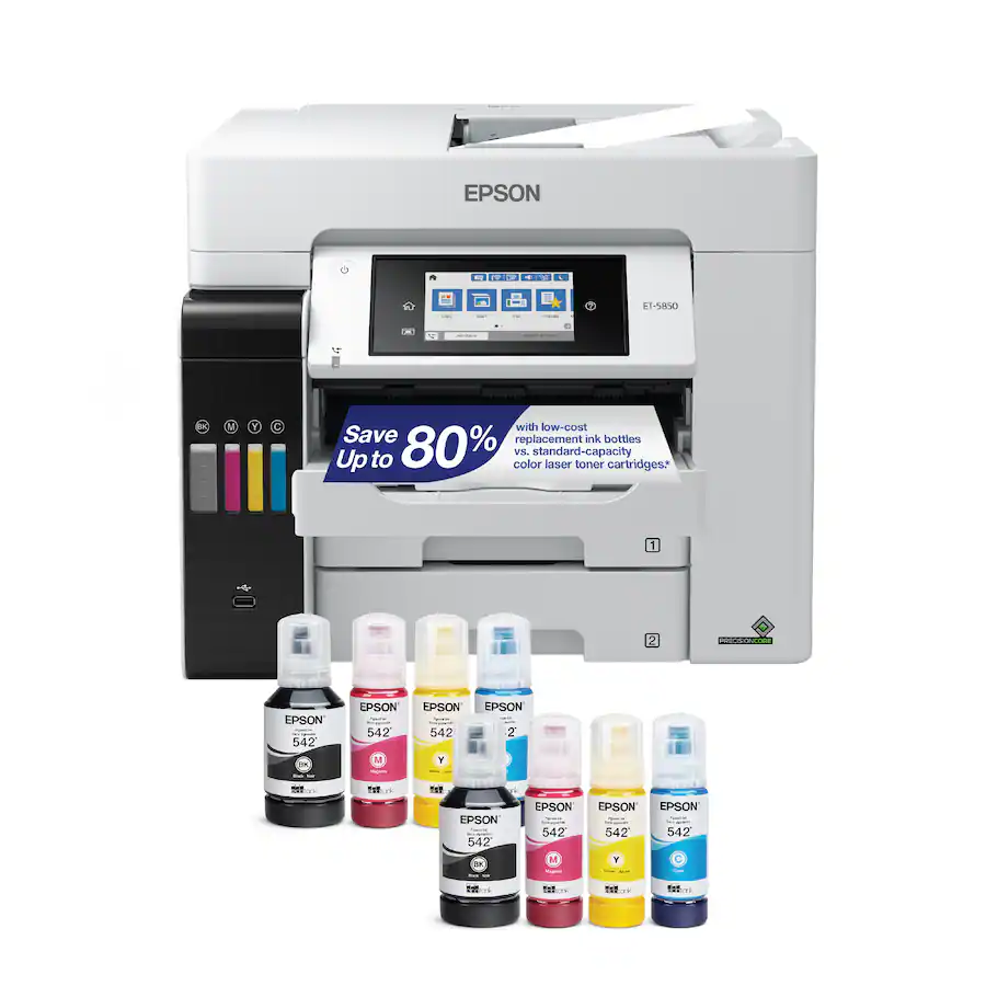 Epson - EcoTank Pro ET-5850 Wireless All-In-One Supertank Inkjet Printer - White