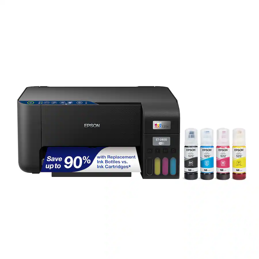 Epson - EcoTank ET-2400 Wireless Color All-in-One Cartridge-Free Supertank Printer with Scan and Copy - Black