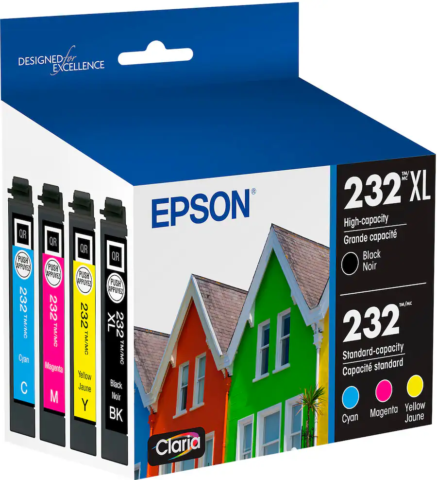 Epson - 232 Claria Ink High Capacity Black & Standard Color Cartridge Combo Pack (T232XL-BCS) - Black/Cyan/Magenta/Yellow