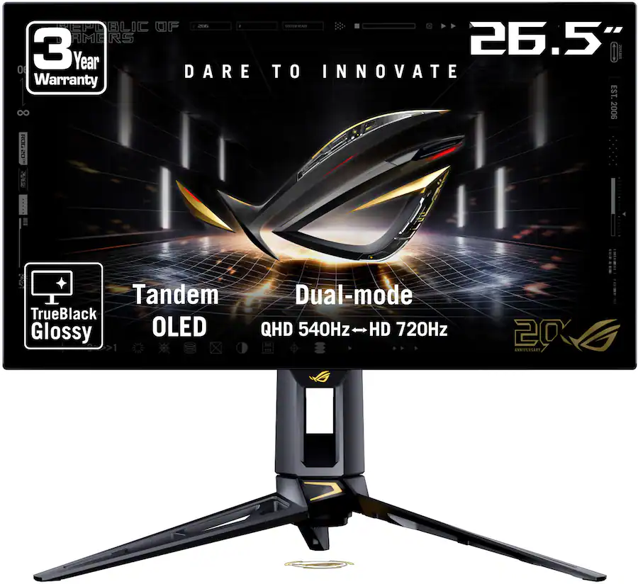 ASUS - ROG Swift 27" Dual Mode (2K 540Hz, HD 720Hz) OLED 0.02ms Gaming Monitor with FreeSync Premium Pro and HDR - 20th Edition