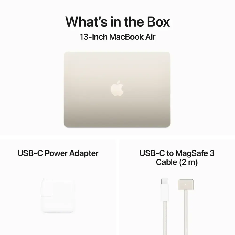 Apple - MacBook Air 13-inch Apple M3 chip Built for Apple Intelligence - 16GB Memory - 256GB SSD - Starlight