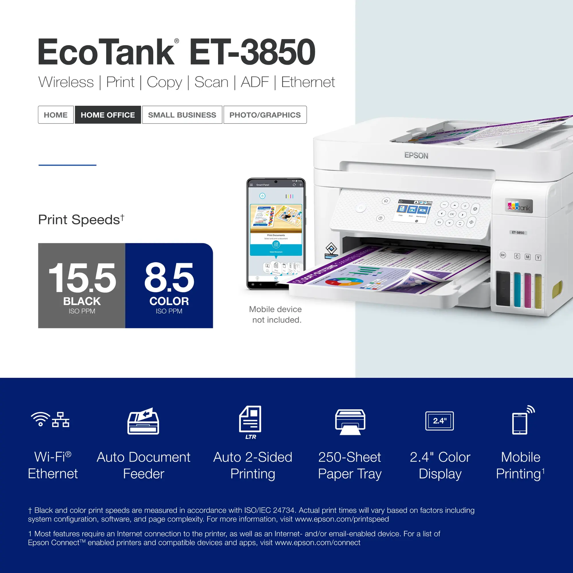 Epson - EcoTank ET-3850 All-in-One Supertank Inkjet Printer - White-White