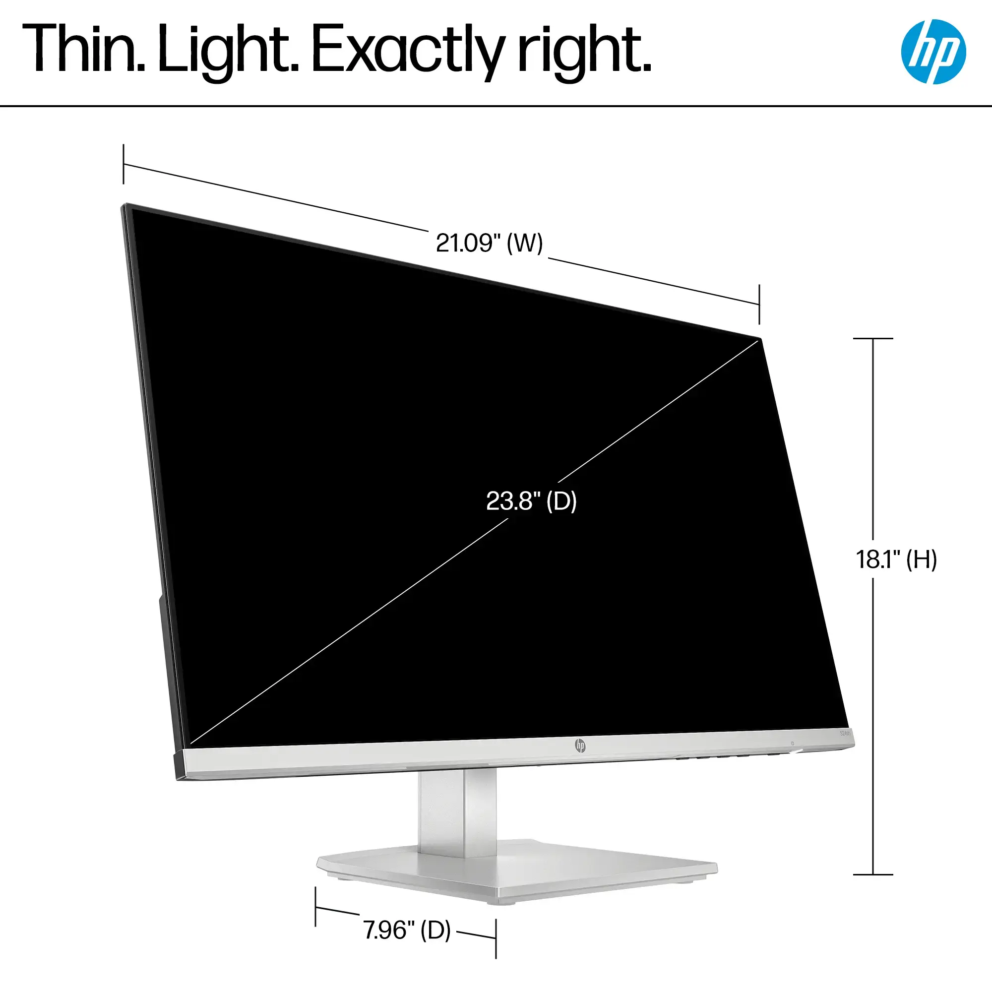 HP - 23.8" IPS LED FHD 100Hz Monitor with Adjustable Height (HDMI, VGA) - Silver & Black-23.8 inches-Silver & Black