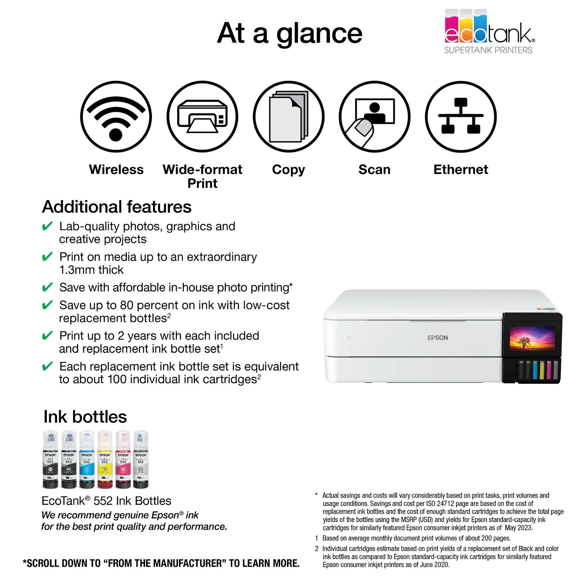 Epson - EcoTank Photo ET-8550 All-in-One Wide-format Supertank Printer - White-White