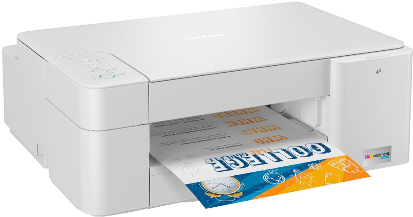 Brother - INKvestment Tank MFC-J1205W Wireless All-in-One Inkjet Printer with up to 1-Year of Ink In-box - White/Gray-White/Gray